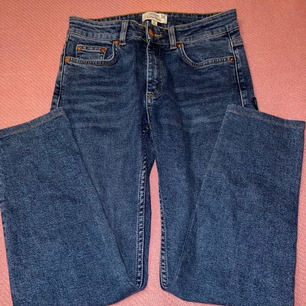 Paris Atlier & Other Stories Embroidered‎ Floral Straight Leg Jeans Blue US 27